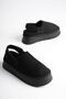 Women's Black Suede Winter Fur-Lined Slippers with Strap at the Back and 5 cm Thick Soles TR04MK06A - 4