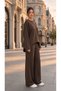 Women's Brioche Knit Oval-Cut Relaxed-Fit Top and Bottom Set