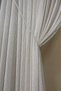 1/2 Sparsely Pleated, Gold Glittery, Striped, Off-White, Double-Panel, Double-Breasted Sheer Curtain, Wrinkle-Resistant, With Rope Included as a Gift - 5