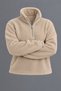 Men’s Mock Neck Half-Zip Winter Beige Fleece Sweatshirt - 6