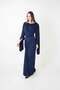 Sandy Fabric Dress with Drawstring Detail - Dark Blue - 3
