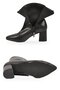 Black Leather Stretch Boots for Women with Zip-Up Boots, Fleece-Lined, Stylish Heeled Boots 291245 - 5