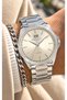 -STEEL-Date-Silver Steel Strap-Steel Case, Beige Dial-Men's Wristwatch + Bracelet