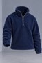 Men’s Mock Neck Half-Zip Winter Navy Blue Fleece Sweatshirt - 4