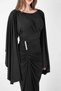 Sandy Fabric Dress with Drawstring Detail - Black - 4