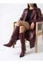 Promise Women's Boots with Side Buckled Belt and Stiletto Heel, Burgundy Leather - 2