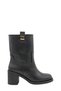 Women's Black Leather High-Top Boots with Thick Heel (051 2601004)