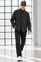 Men’s Mock Neck Button-Front Casual Black Coat - 4
