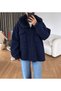 Fur-Trimmed Zippered Knit Jacket - 8702 - Navy Blue (ÖS)