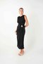Sandy Fabric Dress with Drawstring Detail - Black