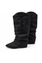 Women's Genuine Leather Suede Drape Boots