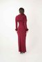 Sandy Fabric Dress with Otriş Detail on the Sleeves - Bordo - 5