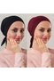 2 Pcs Hijab Stitched Combed Cotton Bonnet Non-Slip Cotton Bonnet Claret Red - Black