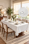 Liquid-Repellent White Rectangular Tablecloth - Thick, Heavyweight, Stitch-Free, Comes with a Free Bag