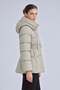 High Collar Goose Feather Coat Beige - 3