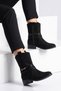 Black Suede Women's Western Zip-Up Boots with Fleece-Lined Insulation, Stylish Ankle Accessory Detail, and Heels 322234 - 3