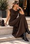 4s women women's degaje collar unlined no-neckline long suede dress - 3