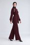 Gold Accessory Detail Detailed Knit Two-Piece Set in Dark Burgundy - 2