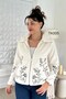 Beaded Rabbit-Textured Fur Jacket 7k005