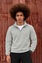 Men's Relaxed-Fit Gray Fleece Sweatshirt with Zipper Collar and Boat Neck