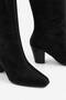 Women's Black Suede Square-Toe Knee-High Boots with Center Seam Detail - 5