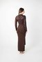 Top Lace Bottom Sandy Fabric Dress - Brown - 4