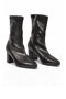 Black Leather Stretch Boots for Women with Zip-Up Boots, Fleece-Lined, Stylish Heeled Boots 291245 - 4