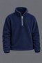Men’s Mock Neck Half-Zip Winter Navy Blue Fleece Sweatshirt - 5