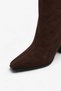 Women's Suede Coffee-Colored Square-Toe Knee-High Boots with Center Seam Detail - 5