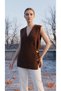 MODAL SLEEVELESS VEST WITH LACE DETAILS, STYLISH LEAF BROOCH, AND CURVED COLLAR (76 CM) - 2