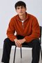 Men's Oversized Long-Sleeved Terracotta Color Fleece with Half-Zip Closure - 4