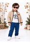 Boys' 3-Piece Fall Outfit Set: Star-Quilted Zipper Jacket and Jeans, Ages 1–3 - 2