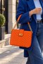 Sidney Women's Quilted Hand and Shoulder Bag—Orange - 6