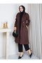 Suede Fabric Basic Button-Front Trench Coat - 3