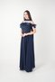 Top Atlas Fabric Dress with Lower Chiffon Shawl Detail - Dark Blue - 2