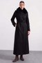 Detachable Fur-Trimmed Belted Gabardine Suede Trench Coat BLACK 6924