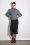 Wool Mock Neck Blazer - Navy Blue - 5
