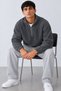 Men's Oversized Long-Sleeved Charcoal Grey Fleece with Half-Zip - 4
