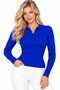 Women's Long Sleeve Polo Collar Ribbed Body Fitting Slim Fit Soft Textured Basic Elegant Casual Saks Knitwear Sweater - 5