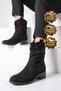Women's Black Suede Western Boots with Fleece-Lined Design and Ruched Detail, Women's Heeled Boots 667309 - 3