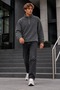 Men's Zip-Up Mock Neck Fleece-Lined Sweatshirt in Charcoal Grey - 3