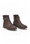 Coffee Emerald Buckle Detail Leather Boots with Fleece-Lined Insulation 636203 - 4