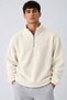Men's Oversized Short-Sleeved Ecru Fleece with Half-Zip