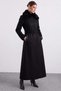 Detachable Fur-Trimmed Belted Gabardine Suede Trench Coat BLACK 6924 - 3