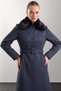 Detachable Fur-Trimmed Belted Gabardine Suede Trench Coat, NAVY BLUE 6924 - 3
