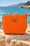 Sidney Women's Quilted Hand and Shoulder Bag—Orange - 2