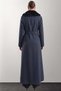 Detachable Fur-Trimmed Belted Gabardine Suede Trench Coat, NAVY BLUE 6924 - 6