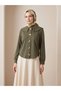 Shawl Collar Tunic with Pockets—Khaki - 3