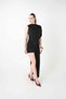 Sandy Fabric Dress with Drawstring Detail - Black - 2