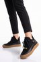 Women's Black Lace-Up Sneaker Boots 669267 - 3